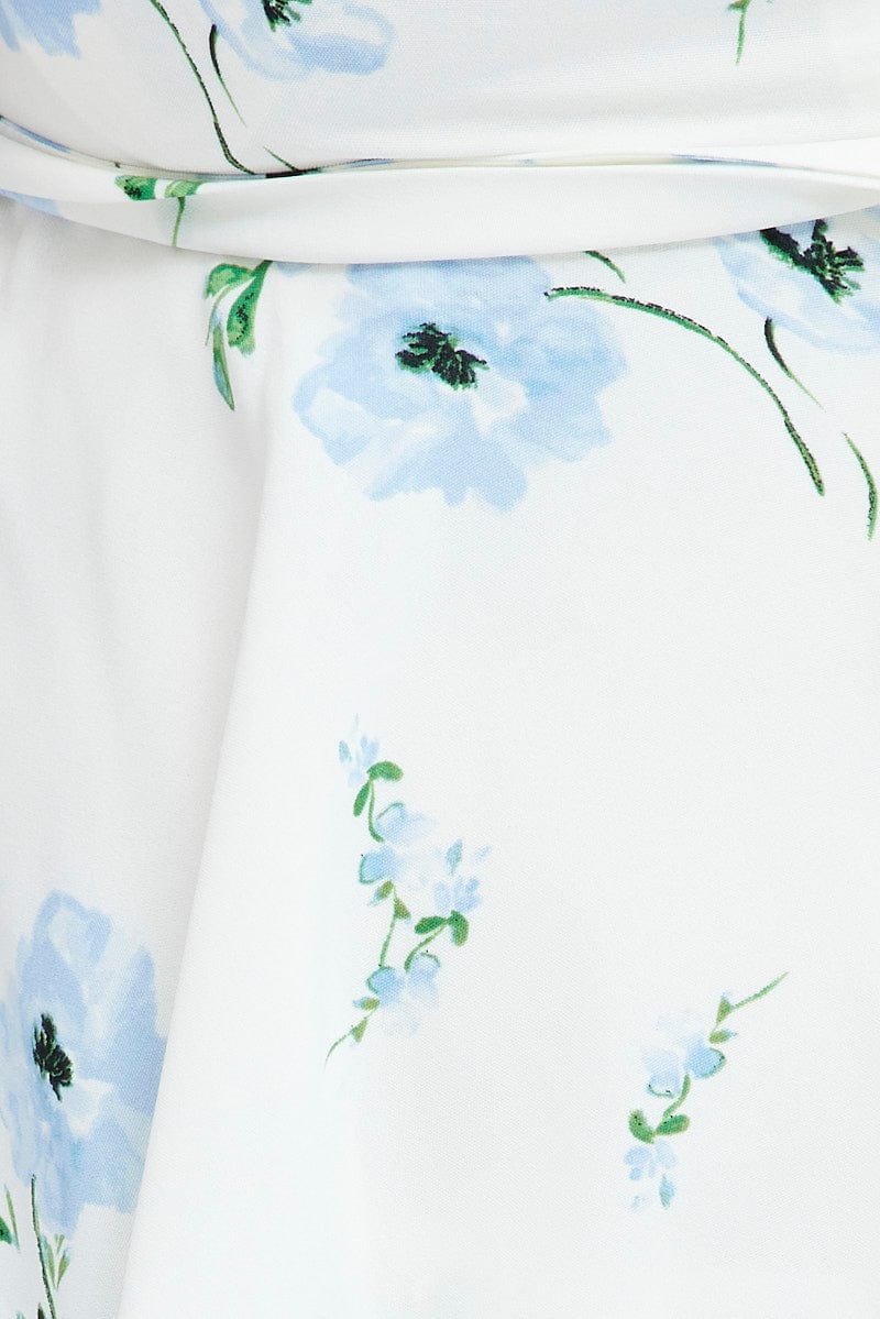 White Floral Ruffle Playsuit Sleeveless Waist Tie - Image 6