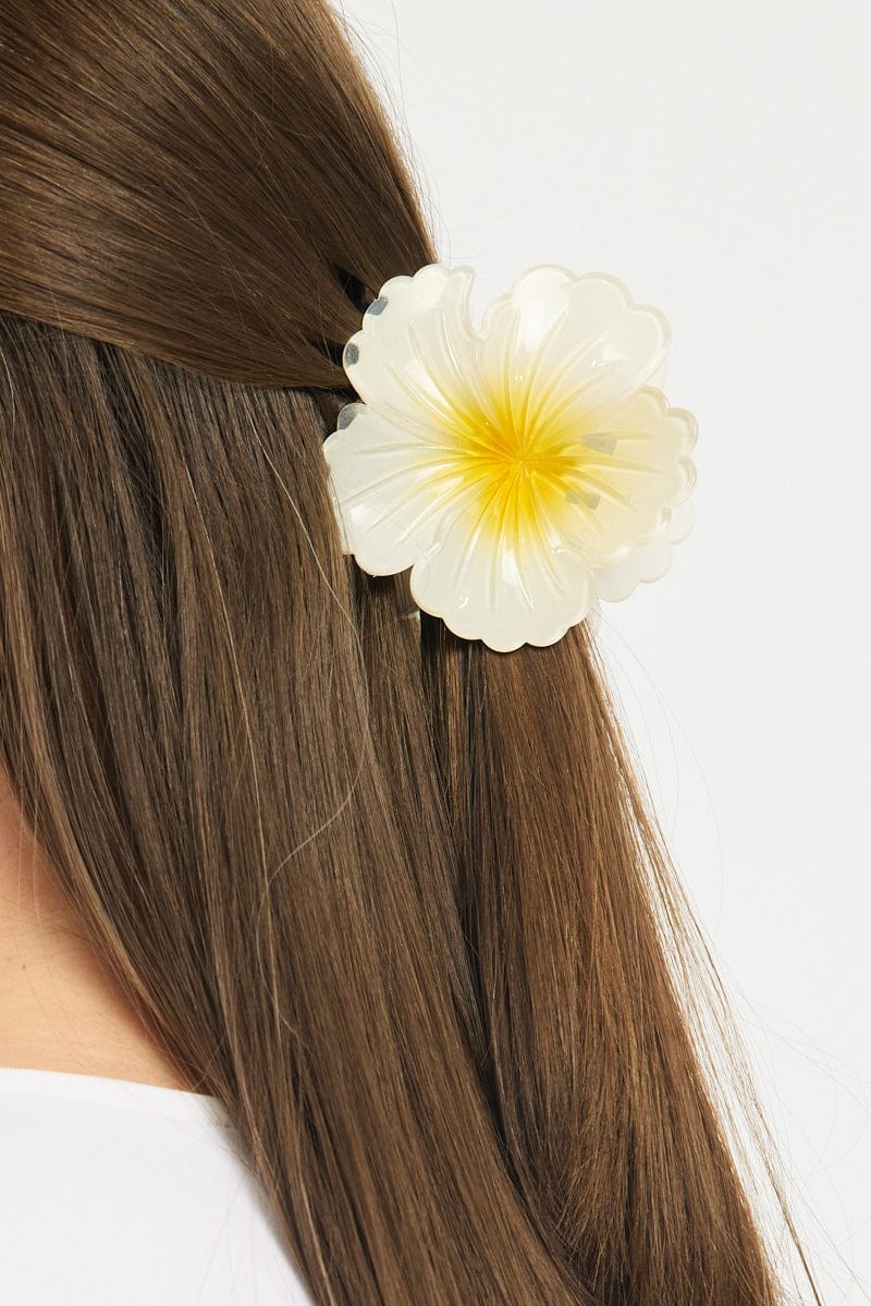 White Flower Claw Clip