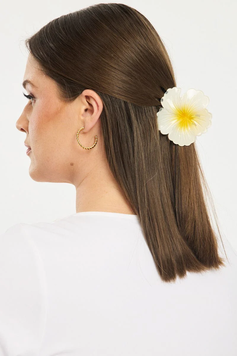 White Flower Claw Clip - Image 2