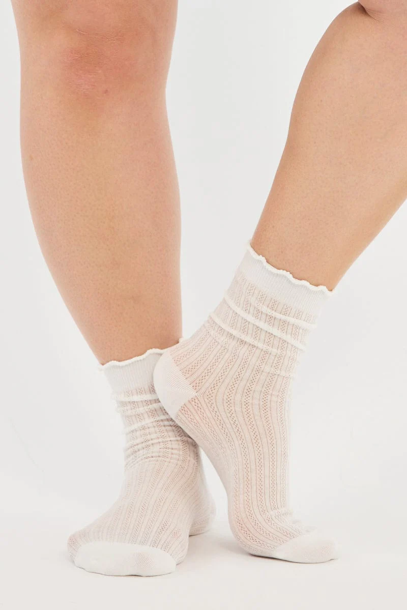White Frill Edge Socks