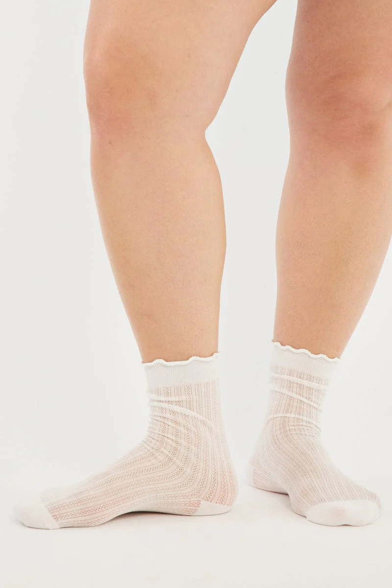 White Frill Edge Socks - Image 2