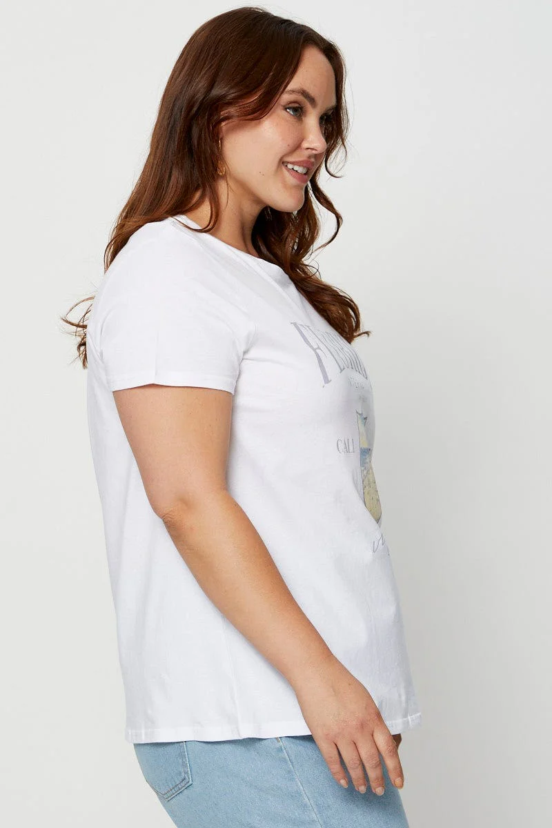 White Graphic T-shirt Crew Neck Short Sleeve - Image 4