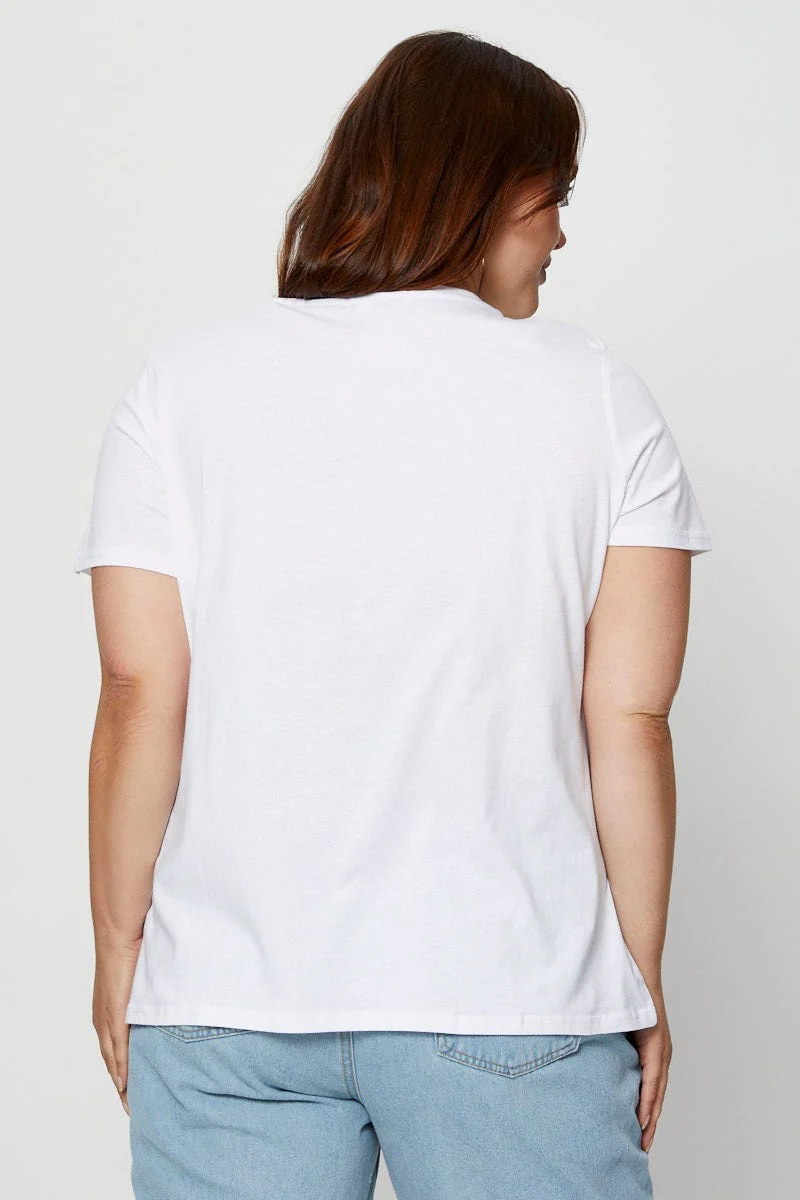 White Graphic T-shirt Crew Neck Short Sleeve - Image 5