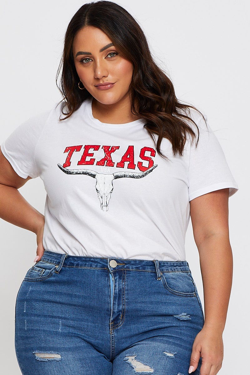 White Graphic T-shirt Crew Neck Short Sleeve - Image 3