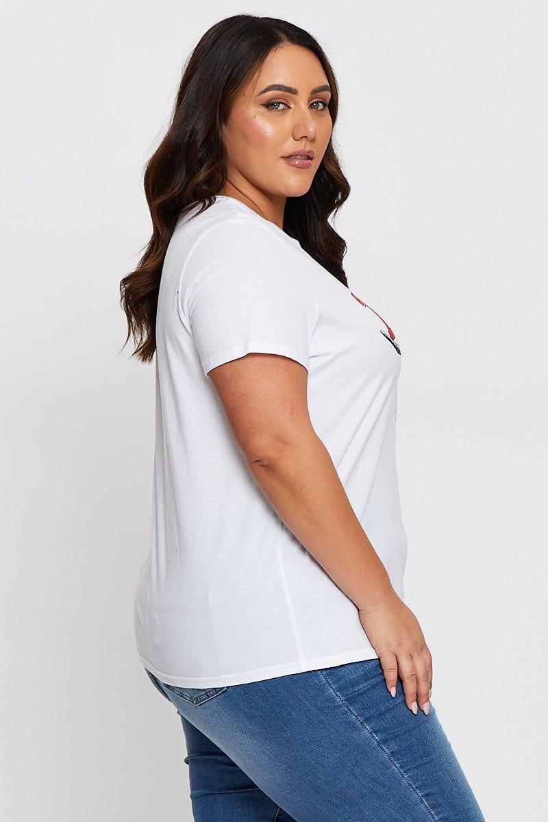 White Graphic T-shirt Crew Neck Short Sleeve - Image 4