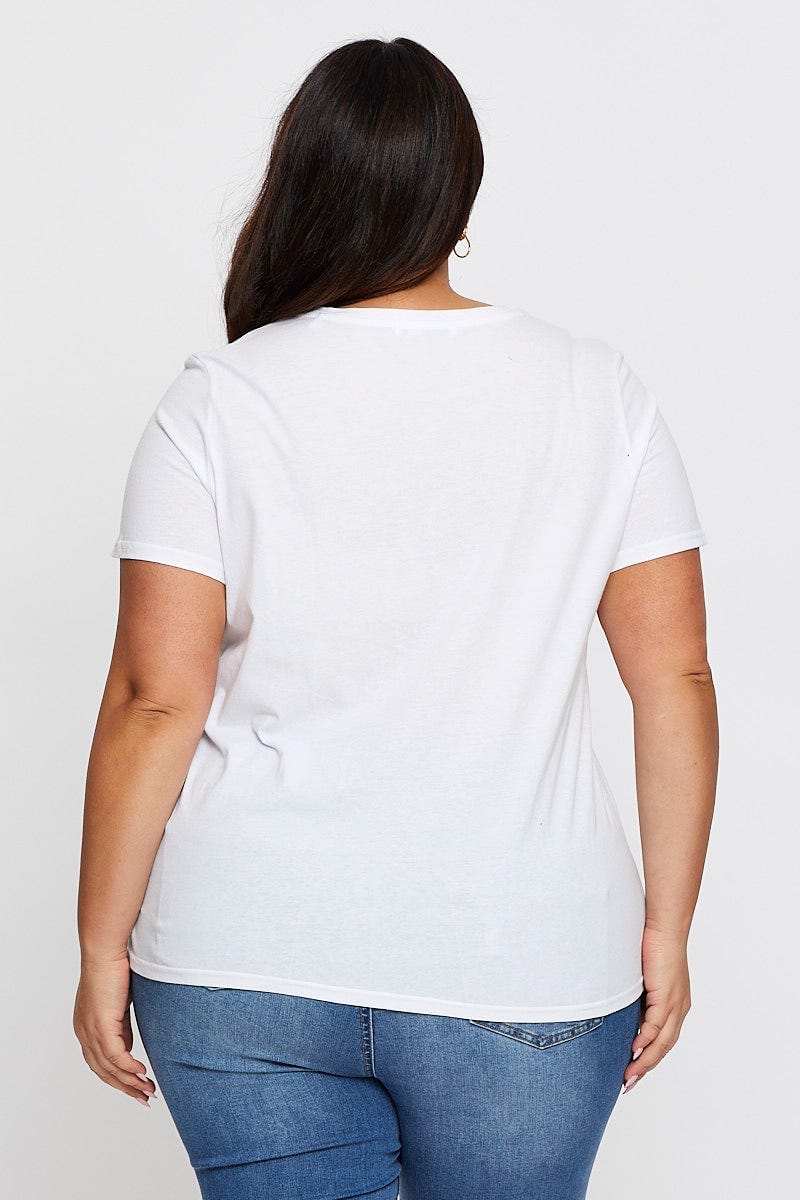 White Graphic T-shirt Crew Neck Short Sleeve - Image 5