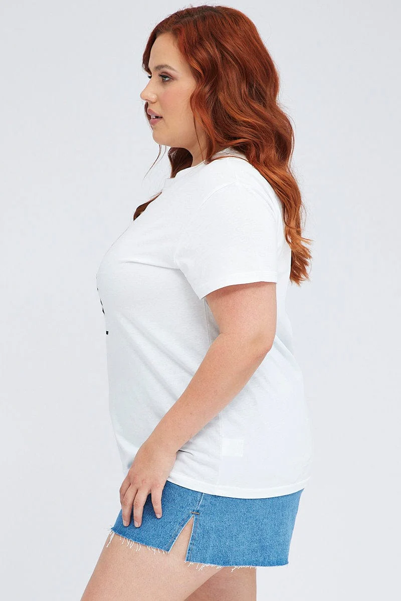 White Graphic T-shirt Daytona Short Sleeve Cotton - Image 4