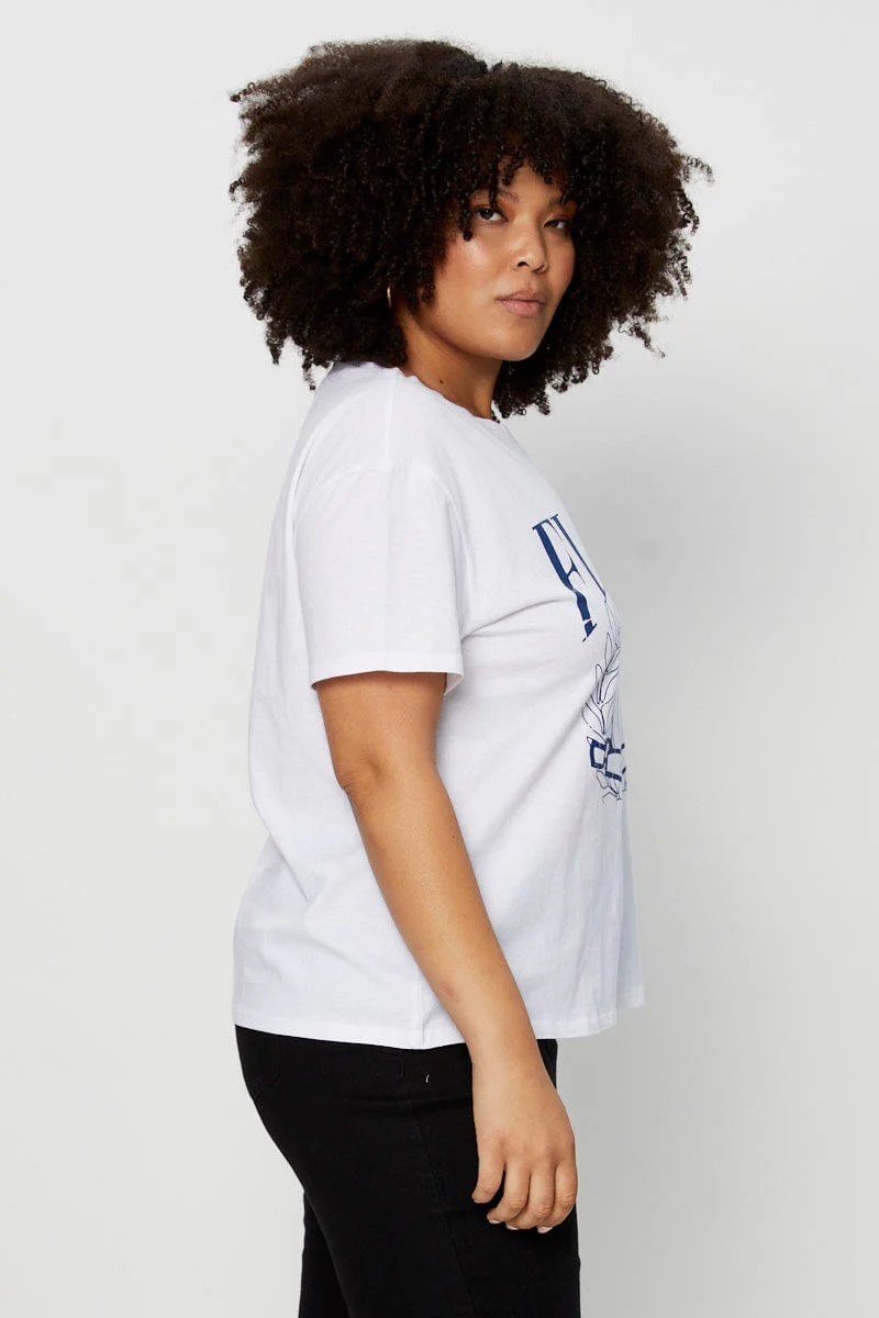 White Graphic T-shirt Florida Tiger Short Sleeve Cotton - Image 4