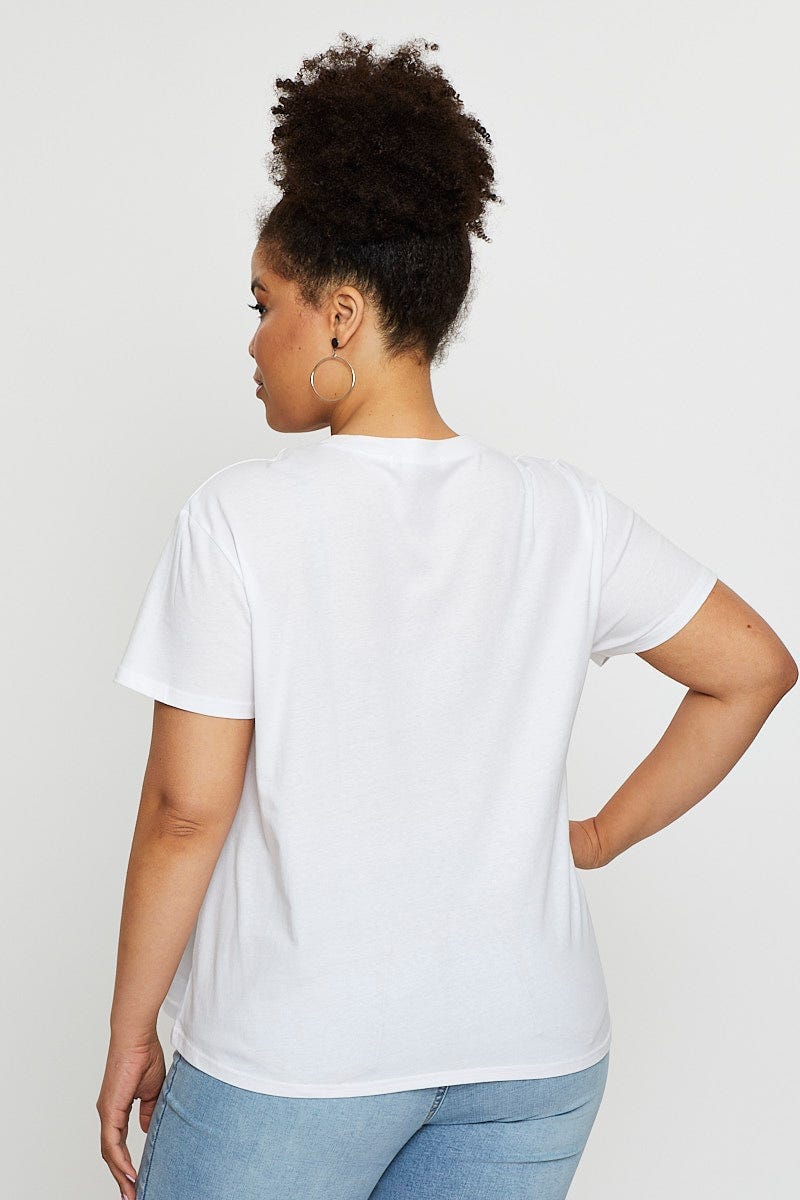 White Graphic T-shirt Motorcycle Short Sleeve Cotton - Image 5