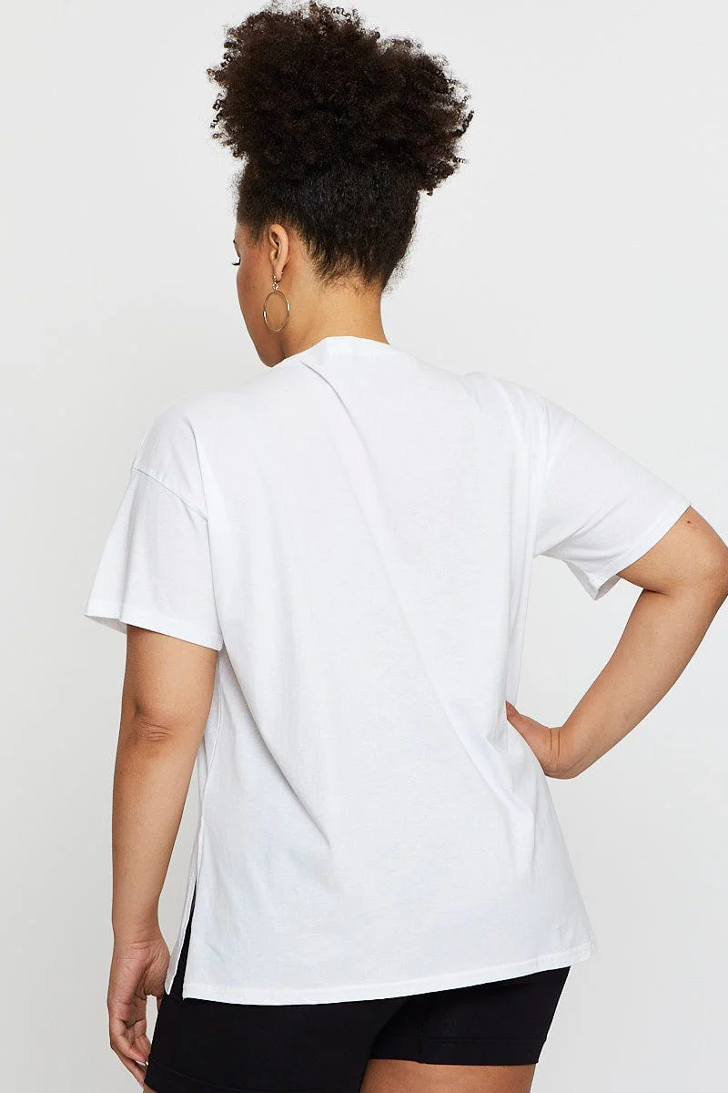White Graphic T-shirt Off Road Short Sleeve Cotton - Image 5