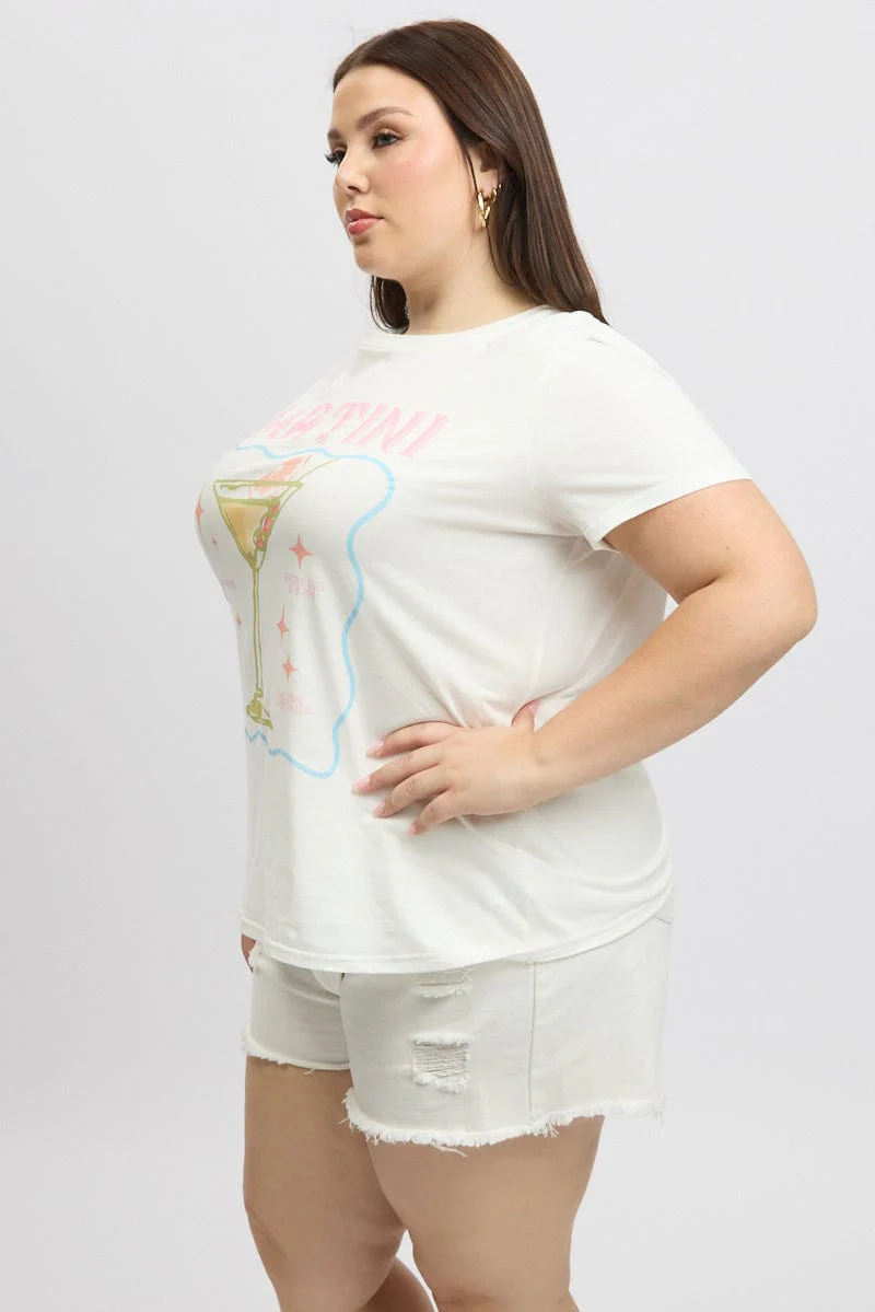 White Graphic T Shirt Short Sleeve - Image 4