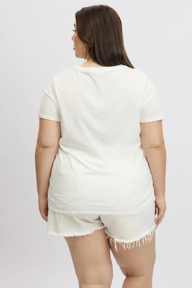 White Graphic T Shirt Short Sleeve - Image 5