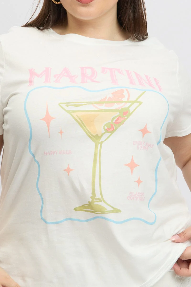 White Graphic T Shirt Short Sleeve - Image 6