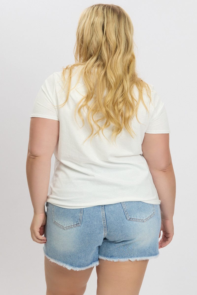 White Graphic T Shirt Short Sleeve Crew - Image 5