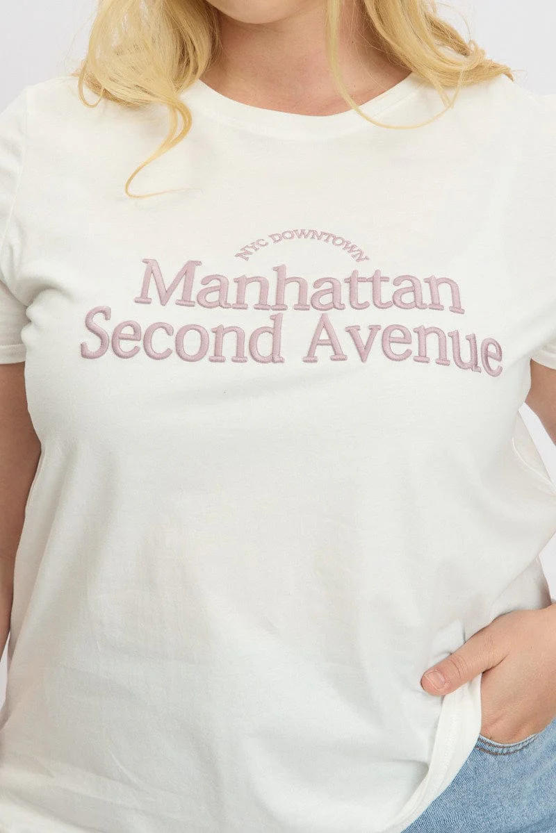 White Graphic T Shirt Short Sleeve Crew - Image 6