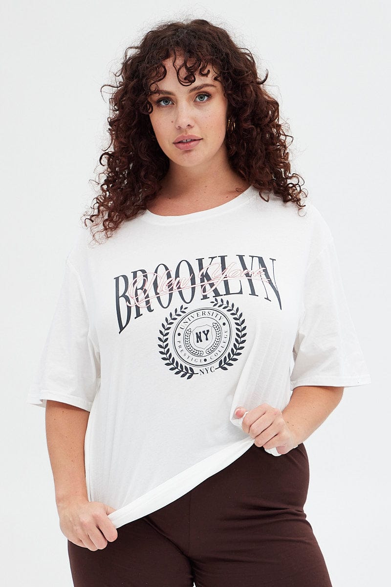White Graphic T-shirt Short Sleeve Crew Neck - Image 3