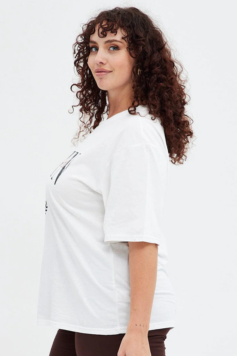 White Graphic T-shirt Short Sleeve Crew Neck - Image 4