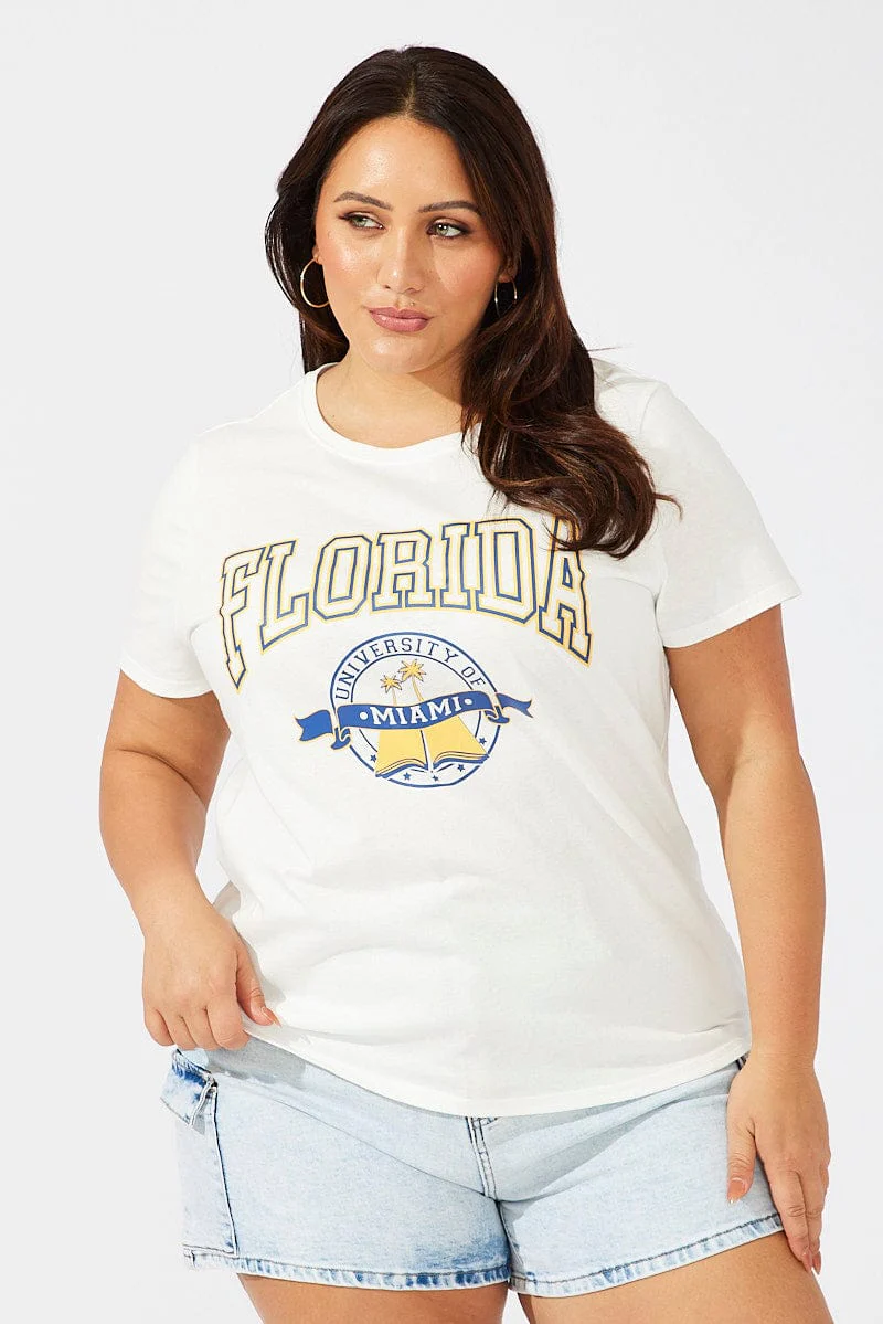 White Graphic T-shirt Short Sleeve Crew Neck - Image 3