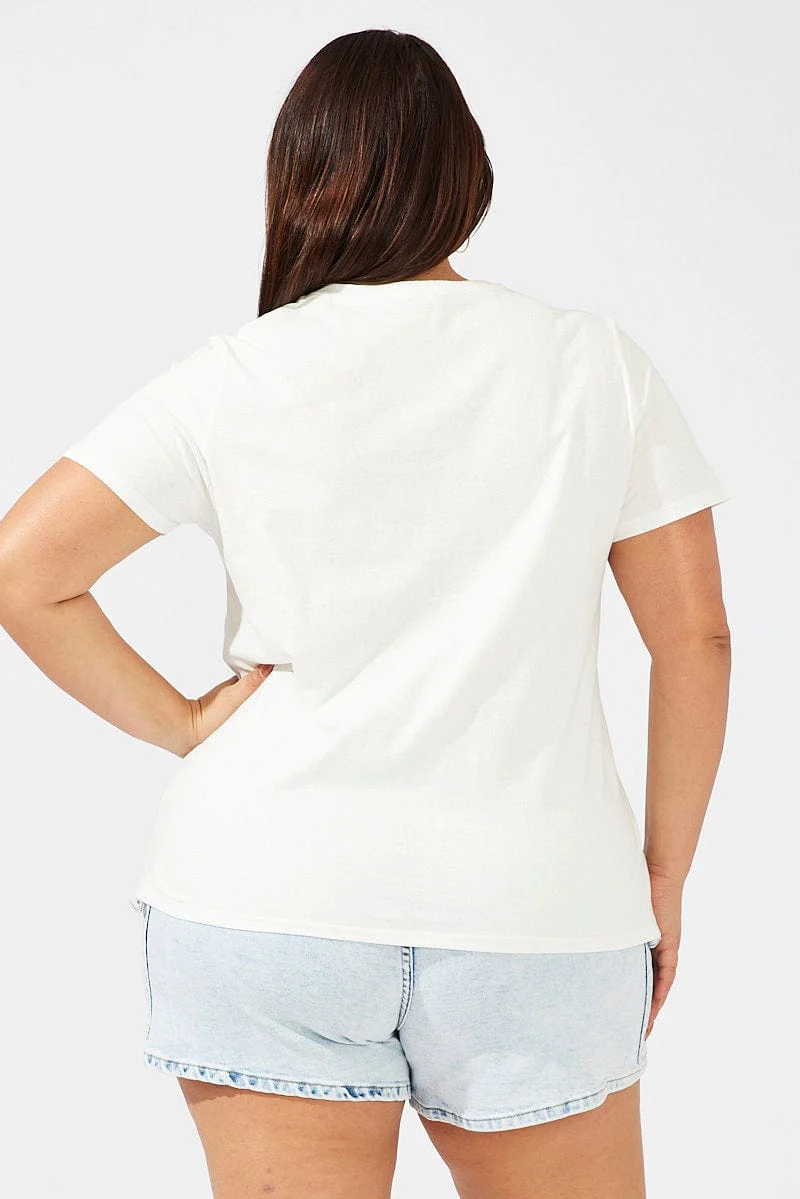 White Graphic T-shirt Short Sleeve Crew Neck - Image 5