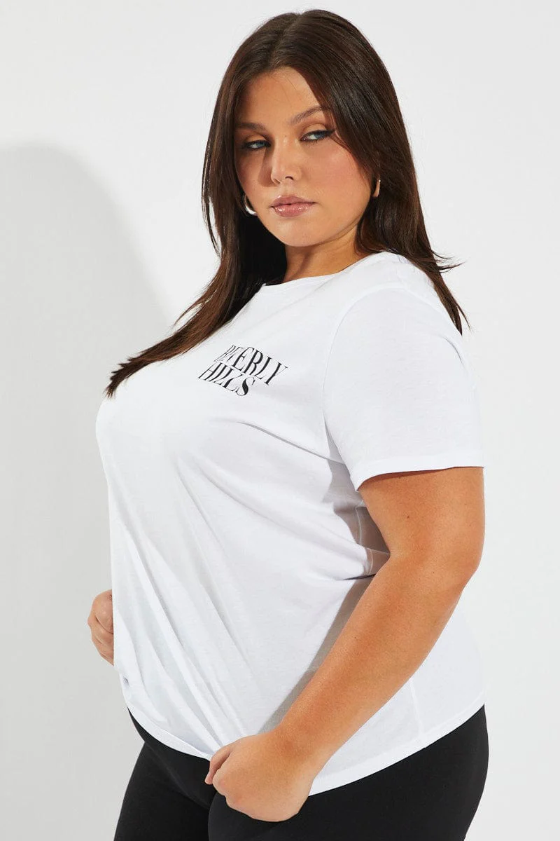 White Graphic T-shirt Short Sleeve Crew Neck - Image 4