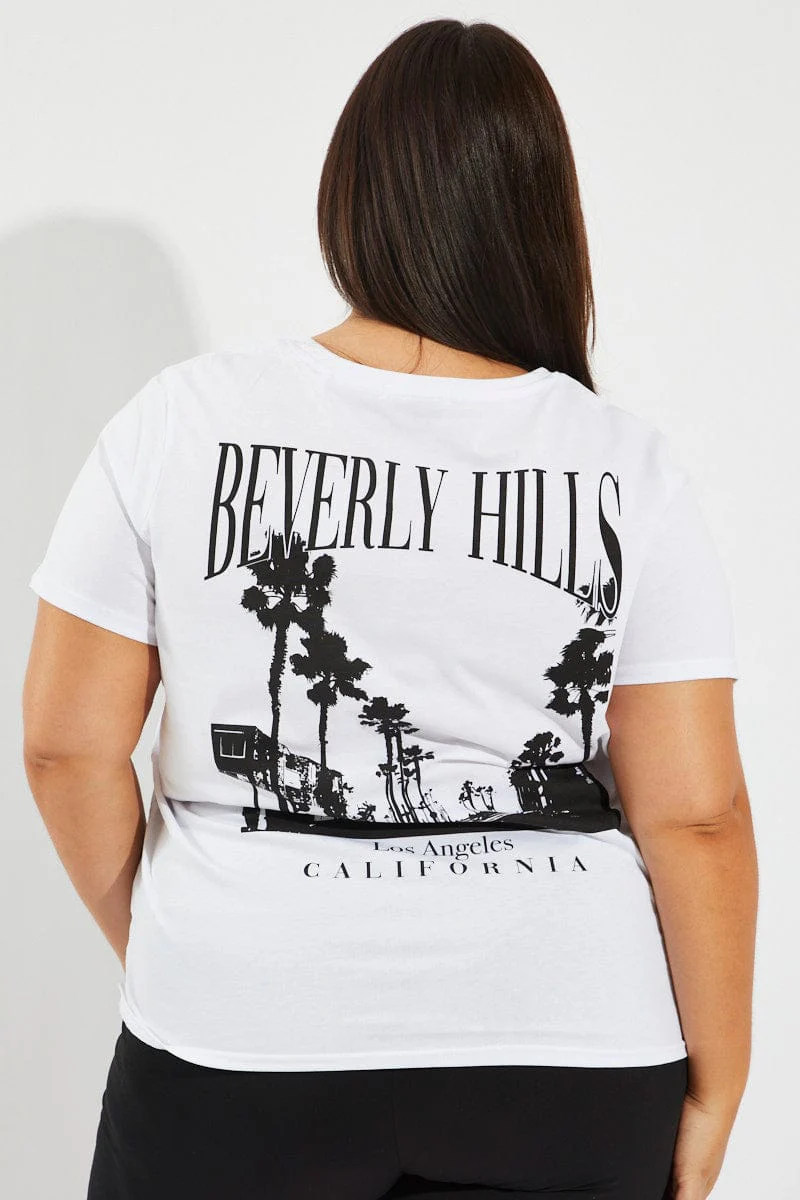 White Graphic T-shirt Short Sleeve Crew Neck - Image 5