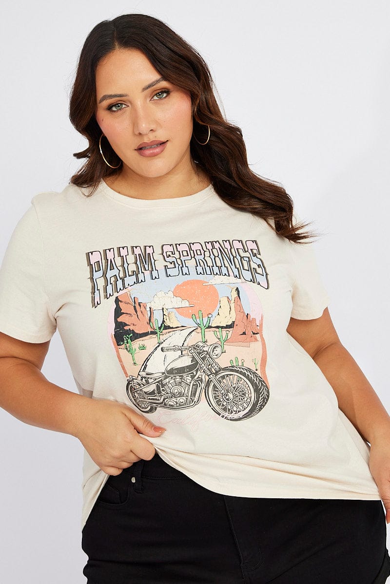 White Graphic T-shirt Short Sleeve Crew Neck - Image 2