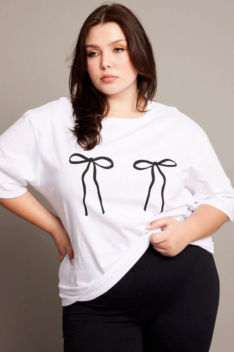 White Graphic T-shirt Short Sleeve Crew Neck - Image 3