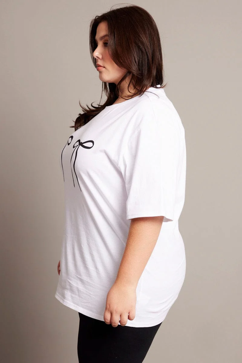 White Graphic T-shirt Short Sleeve Crew Neck - Image 4
