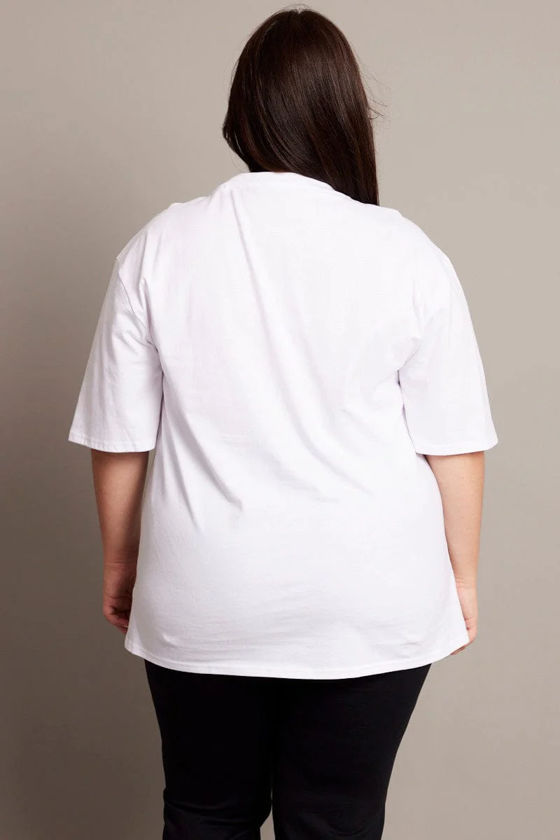 White Graphic T-shirt Short Sleeve Crew Neck - Image 5