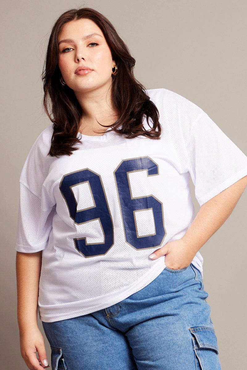 White Graphic T-shirt Short Sleeve Crew Neck