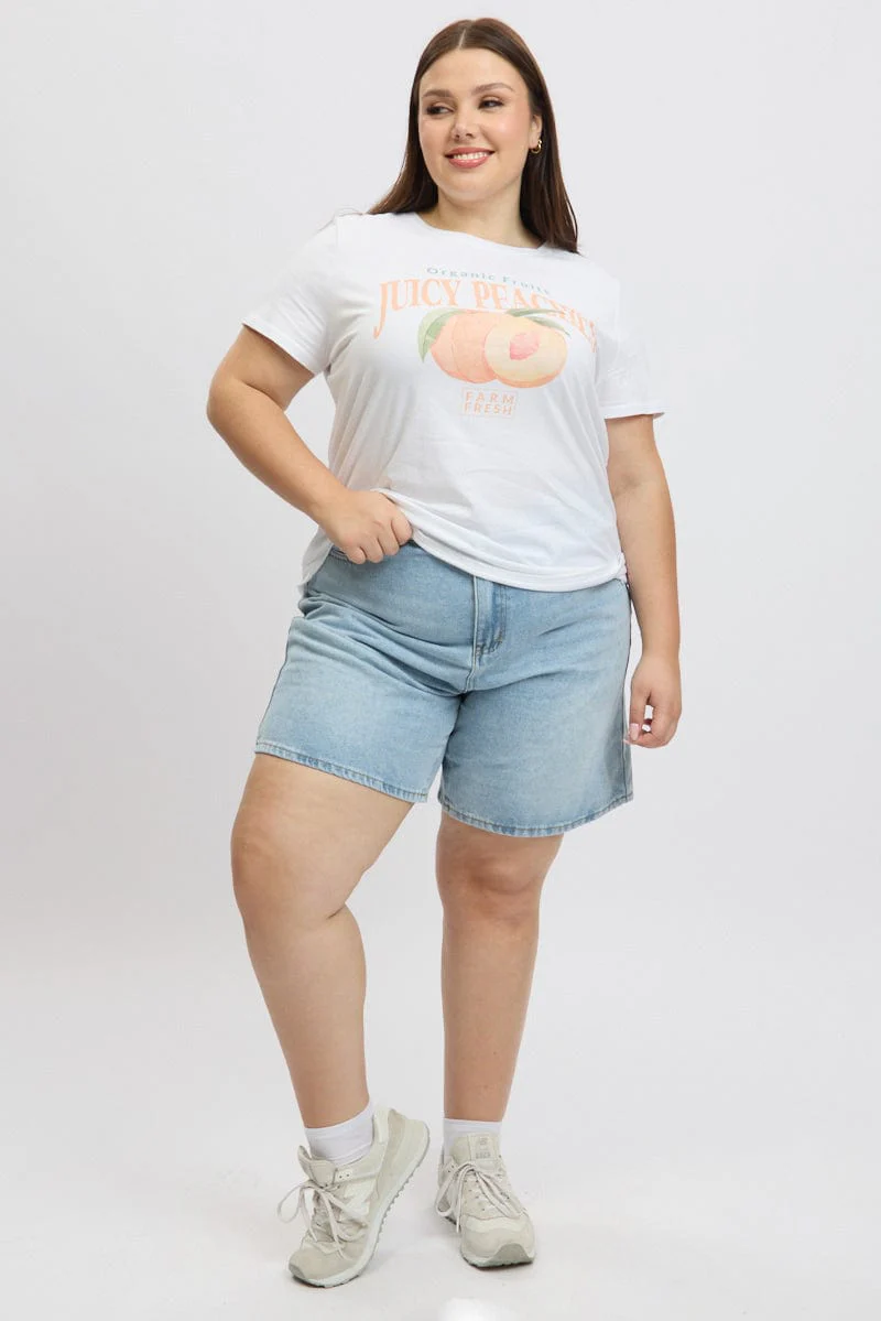 White Graphic T Shirt Short Sleeve Crew Neck - Image 2