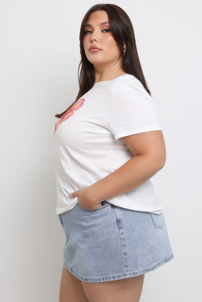 White Graphic T Shirt Short Sleeve Crew Neck - Image 3