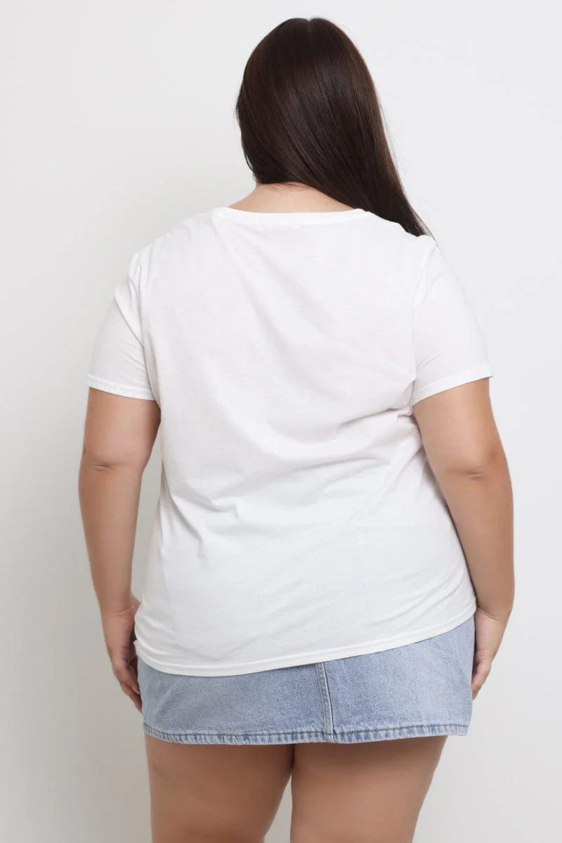 White Graphic T Shirt Short Sleeve Crew Neck - Image 4