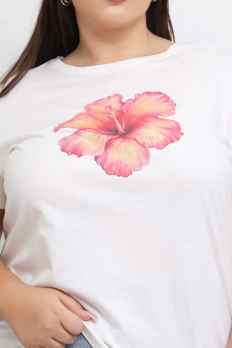 White Graphic T Shirt Short Sleeve Crew Neck - Image 5