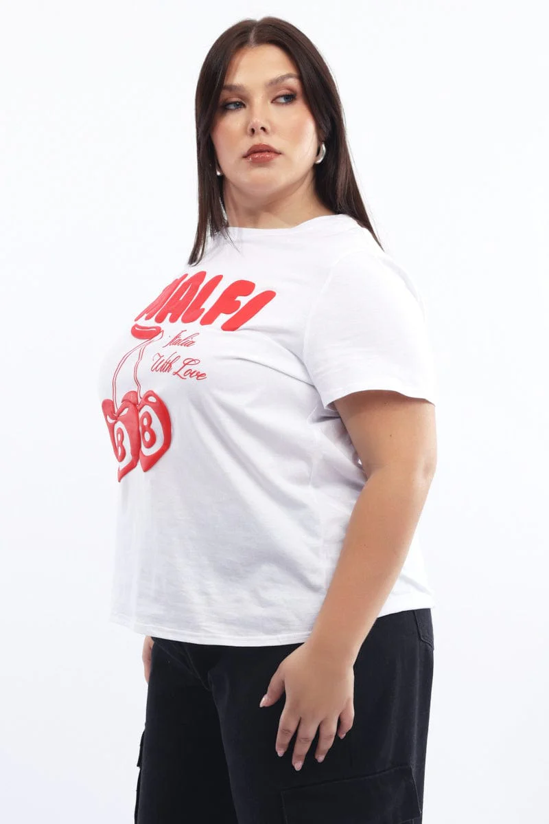 White Graphic T-shirt Short Sleeve Crew Neck - Image 3