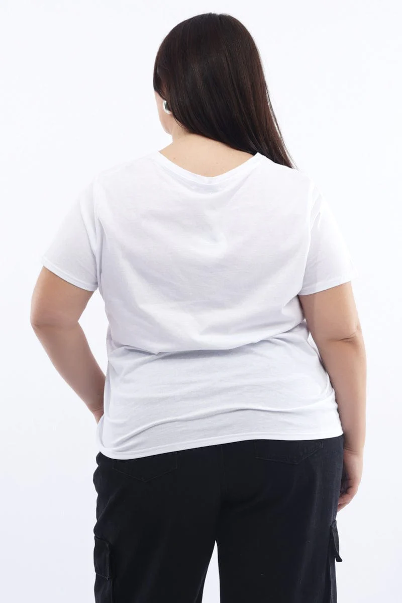 White Graphic T-shirt Short Sleeve Crew Neck - Image 4