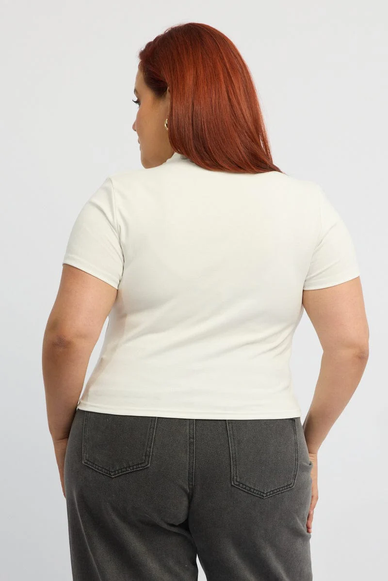 White Graphic T-shirt Short Sleeve Crew Neck - Image 4