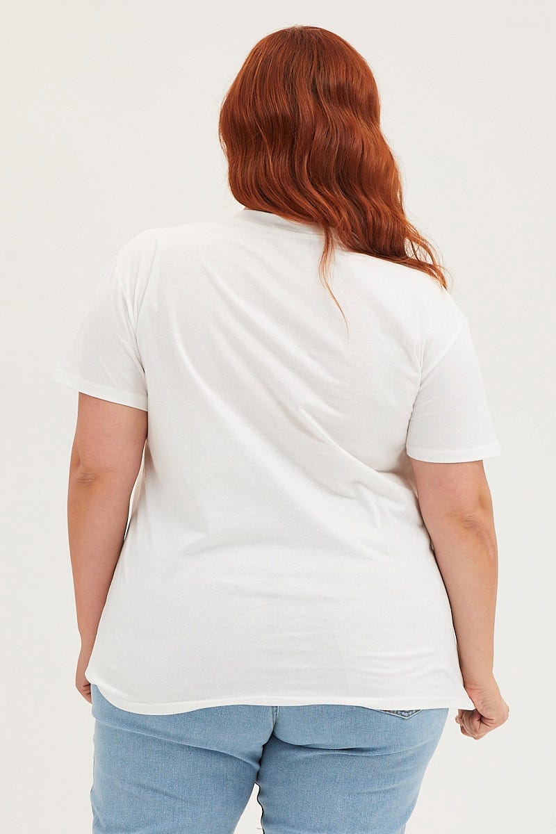 White Graphic T-shirt Speedway Short Sleeve Cotton - Image 5