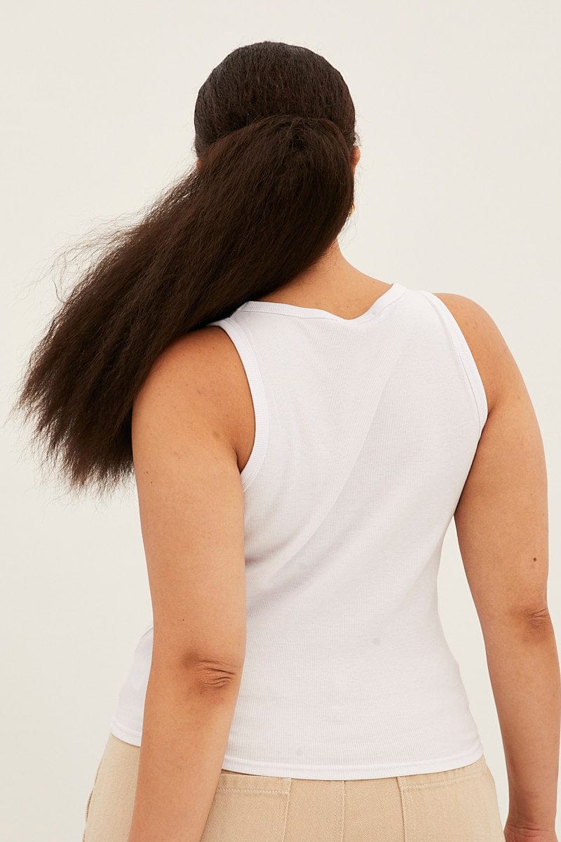 White Graphic Tank Top Crew Neck - Image 5