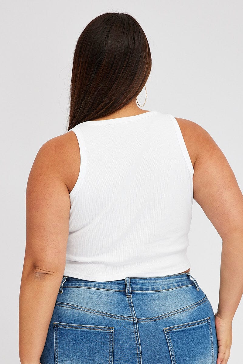 White Graphic Tank Top Crew Neck - Image 5