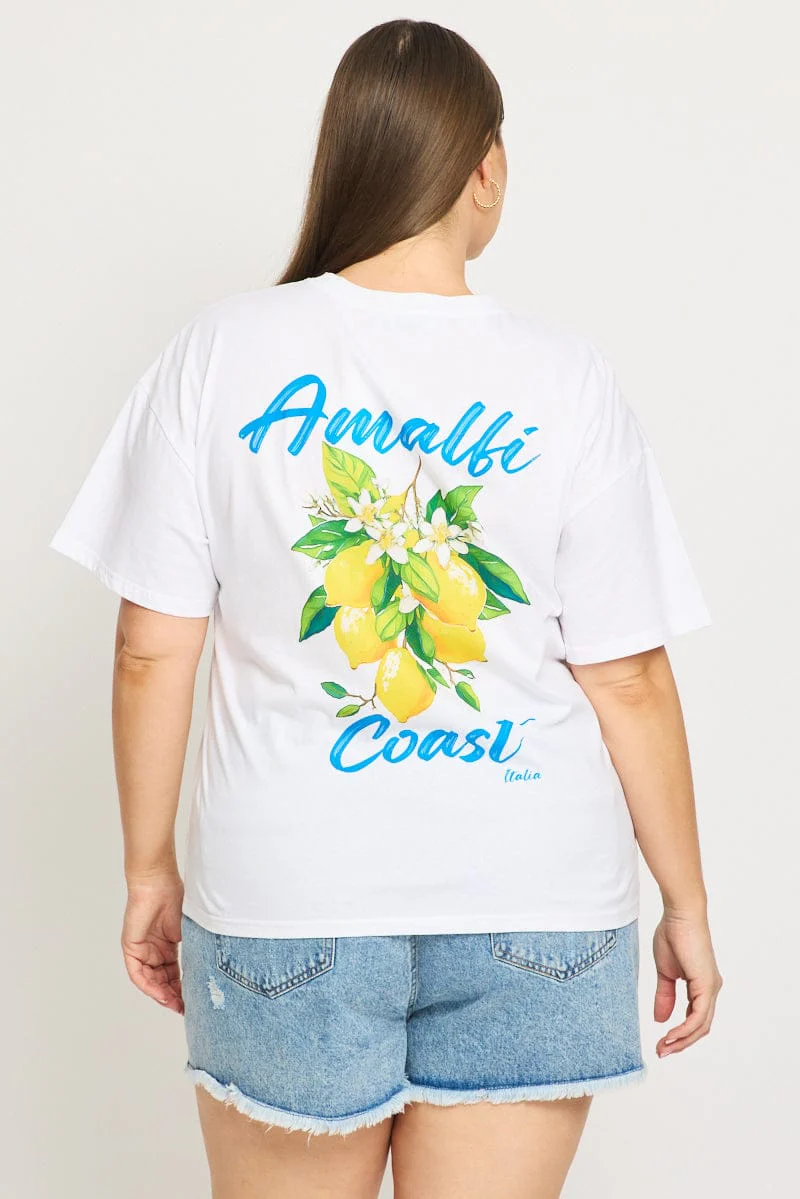 White Graphic Tee Short Sleeve Lemon - Image 2