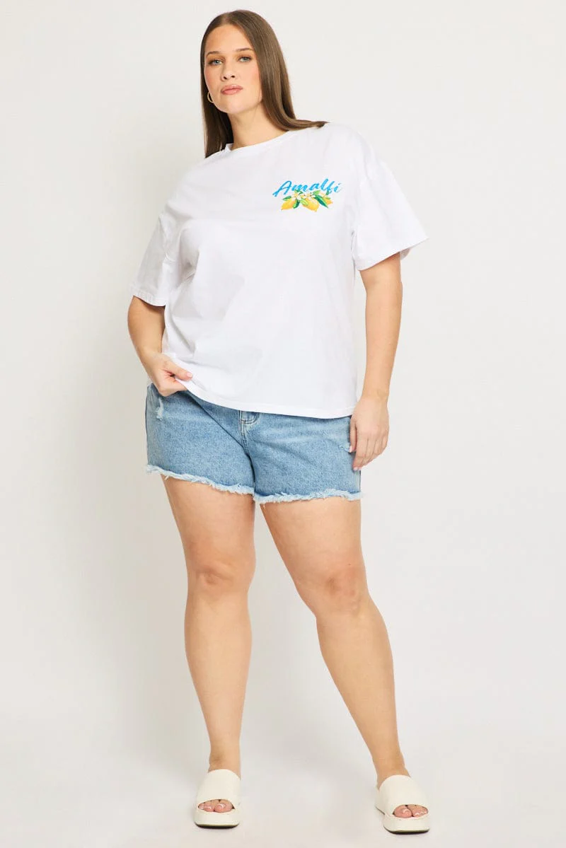 White Graphic Tee Short Sleeve Lemon - Image 3