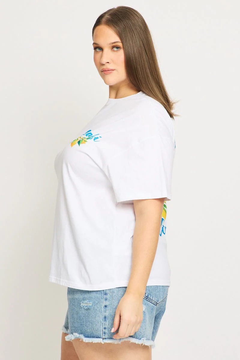 White Graphic Tee Short Sleeve Lemon - Image 4