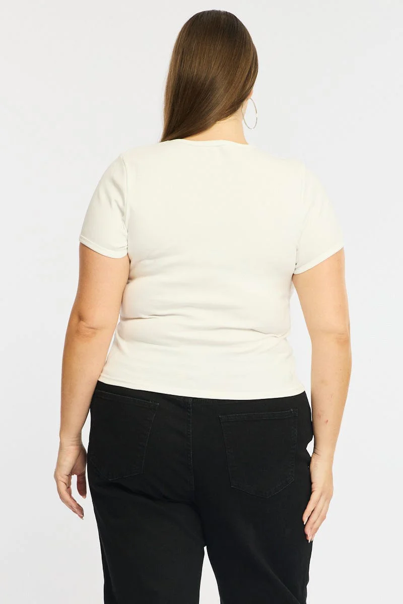 White Graphic Tee Short Sleeve Rhinestone - Image 5