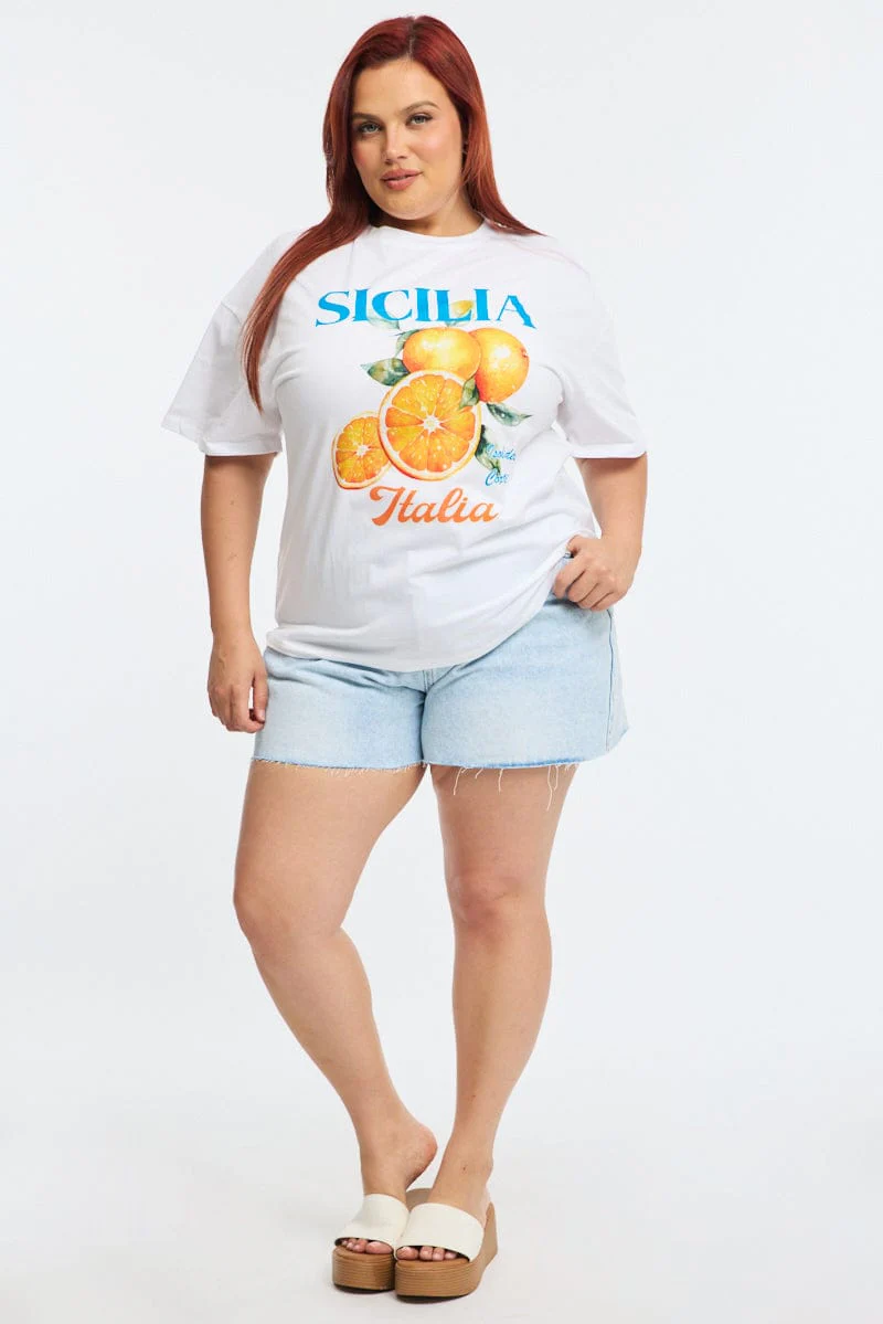 White Graphic Tee Short Sleeve Sicilia - Image 2