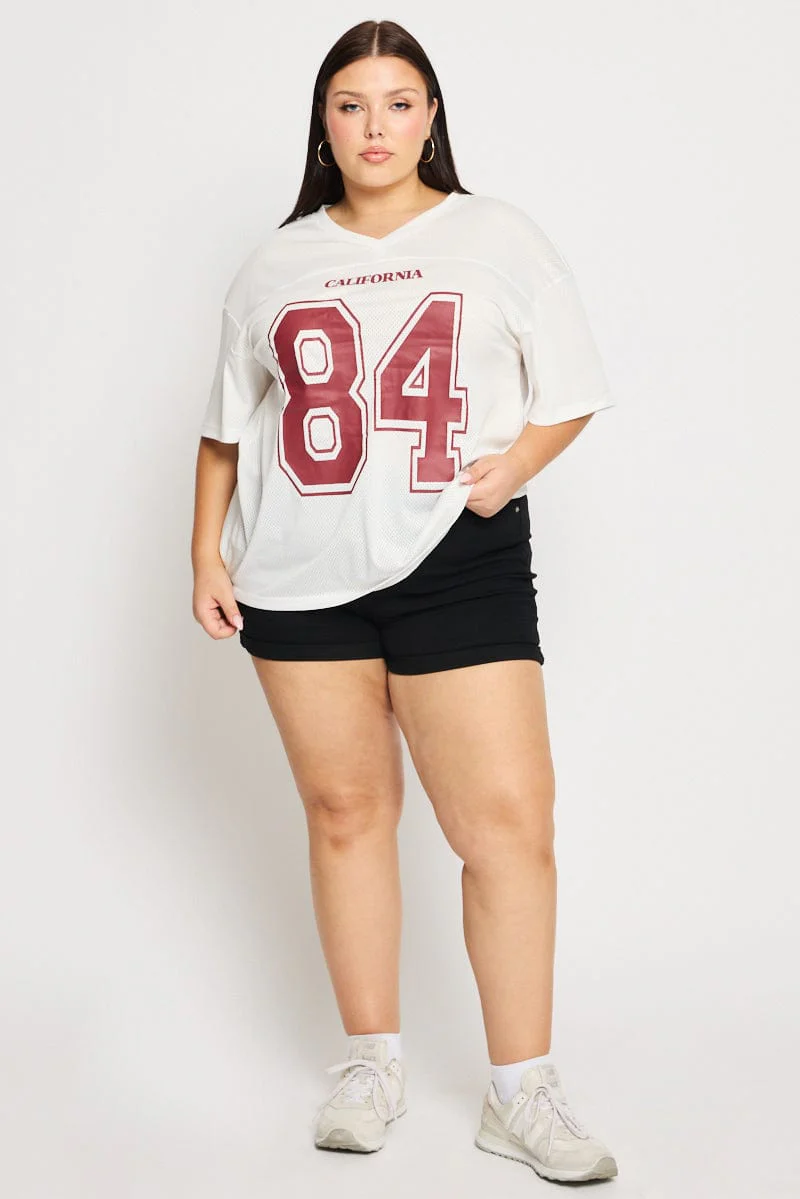 White Graphic Tee Short Sleeve V-neck - Image 2