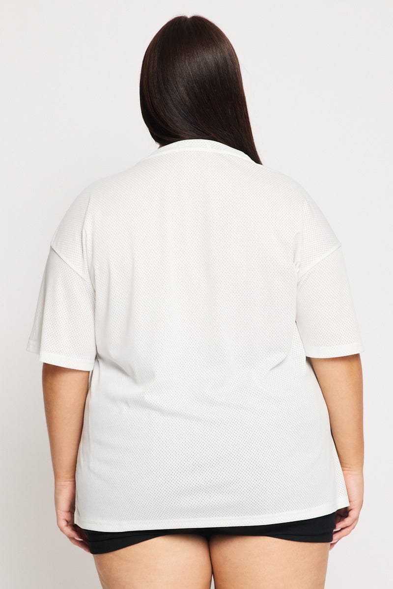 White Graphic Tee Short Sleeve V-neck - Image 4