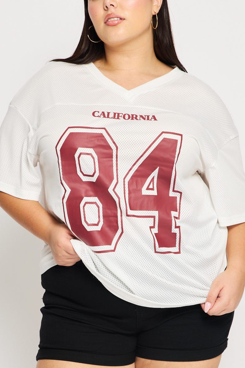 White Graphic Tee Short Sleeve V-neck - Image 5