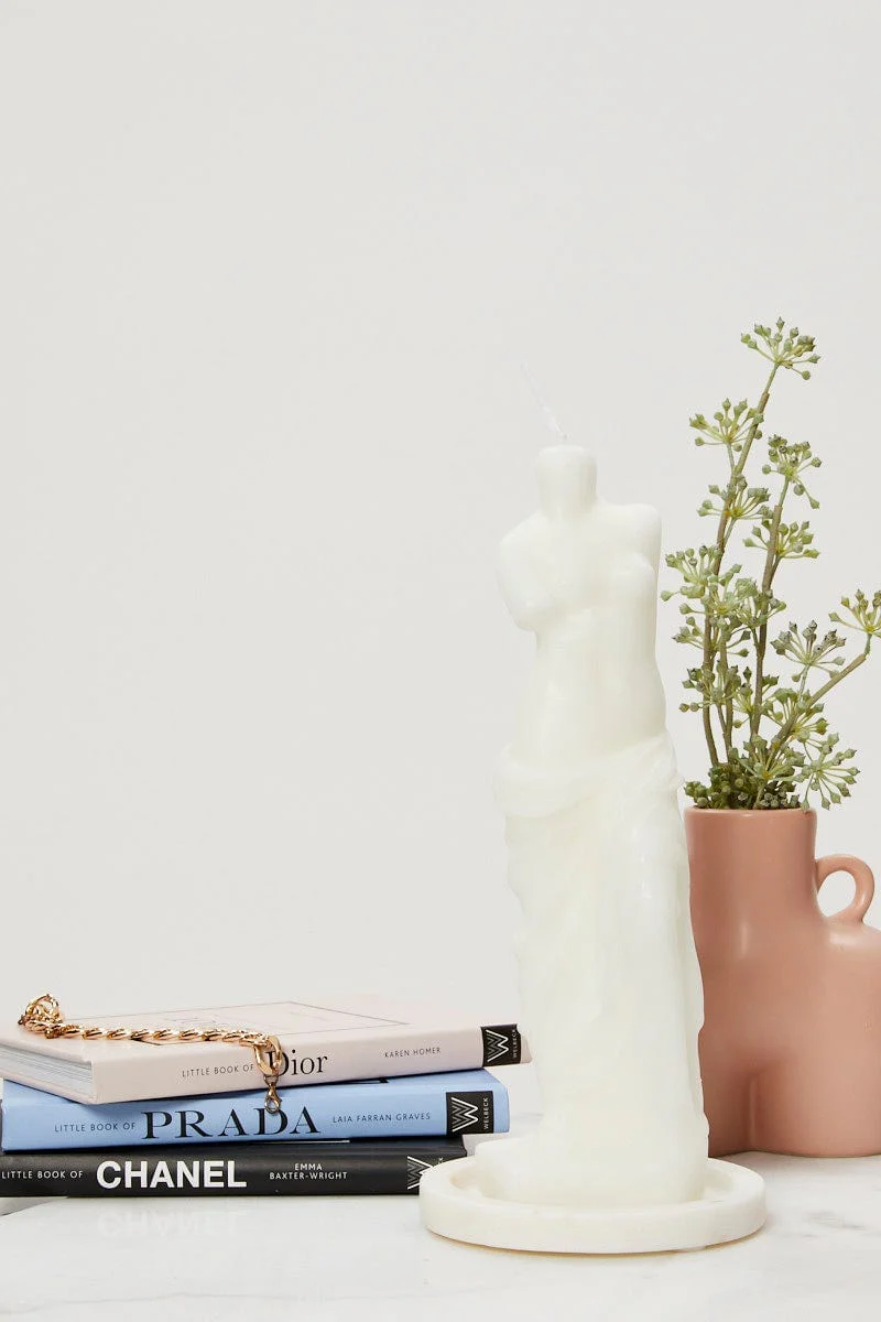 White Grecian Figure Candle