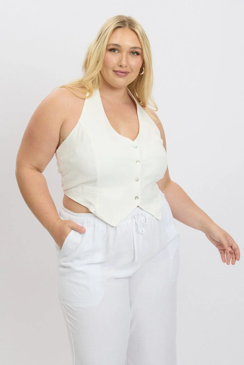 White Halter Neck Vest